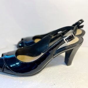 Alex Marie Patent Leather Peep Toe Pump Heel Size 7 Black